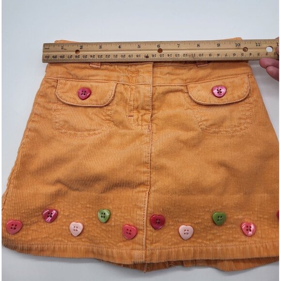 GYMBOREE Girls SZ 5 Orange Corduroy Skirt Skort Heart Shaped Buttons - Picture 5 of 6